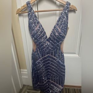 Jovani Sequin Embellished V Neck Short Dress List63899